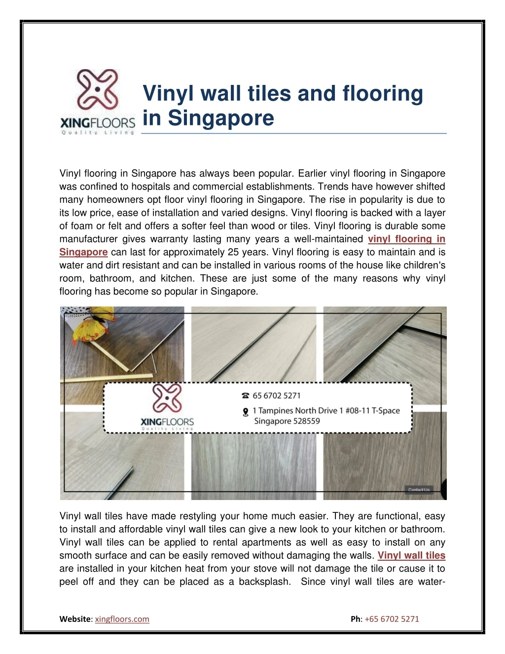 vinyl wall tiles and flooring in singapore
