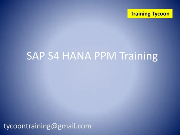 SAP S4 HANA PPM Training | SAP PPM Online Training - TT
