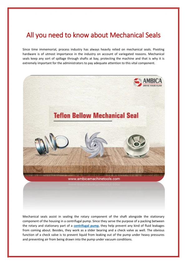 Things to Know about Mechanical Seals