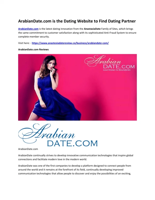 ArabianDate.com is the Dating Website to Find Dating Partner