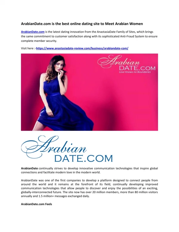 ArabianDate.com is the best online dating site to Meet Arabian Women