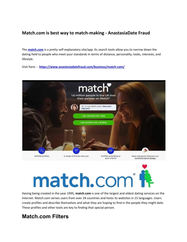 Match.com is best way to match-making - AnastasiaDate Fraud