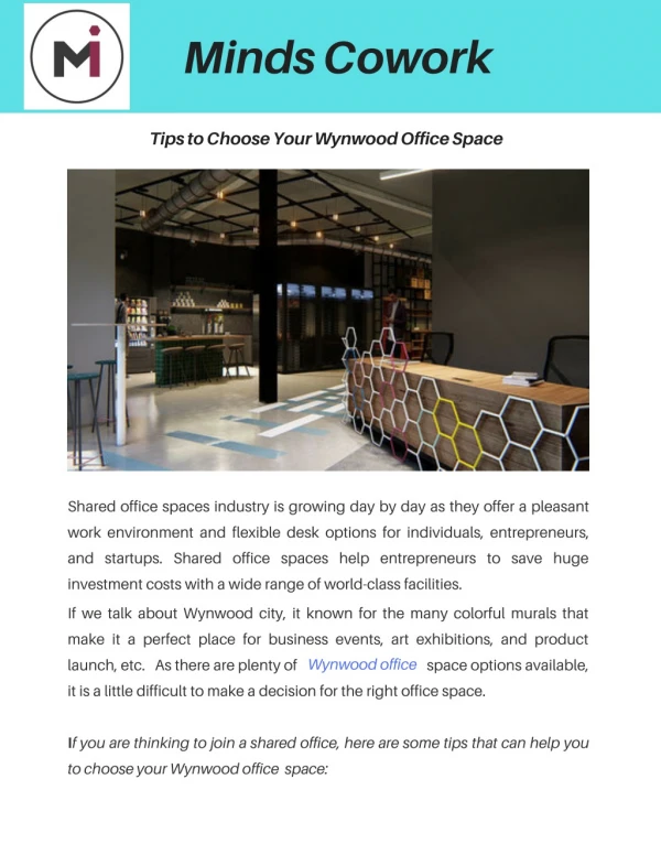 Tips to Choose Your Wynwood Office Space