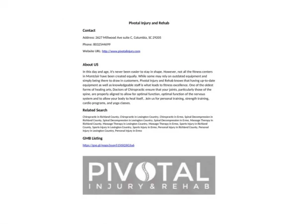 Pivotal Injury and Rehab