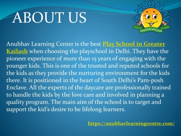 Day Care near Nehru Place|Anubhav Learning Centre