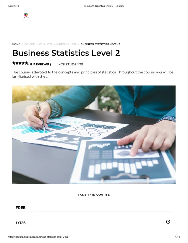 Business Statistics Level 2 - Edukite