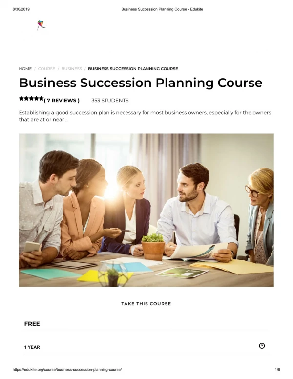 Business Succession Planning Course - Edukite