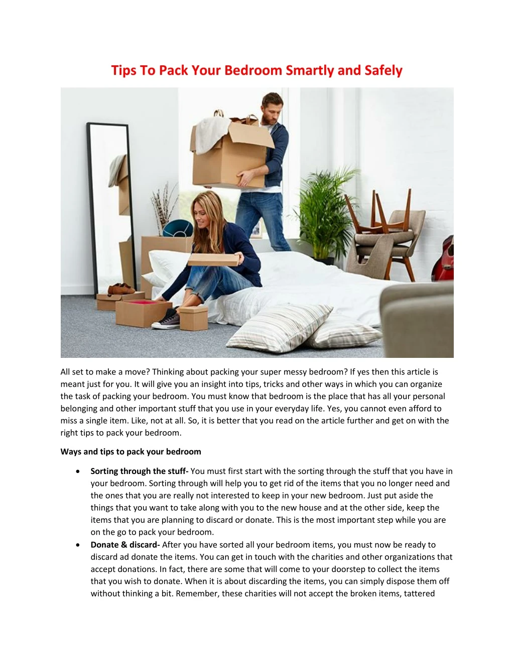 tips to pack your bedroom smartly and safely