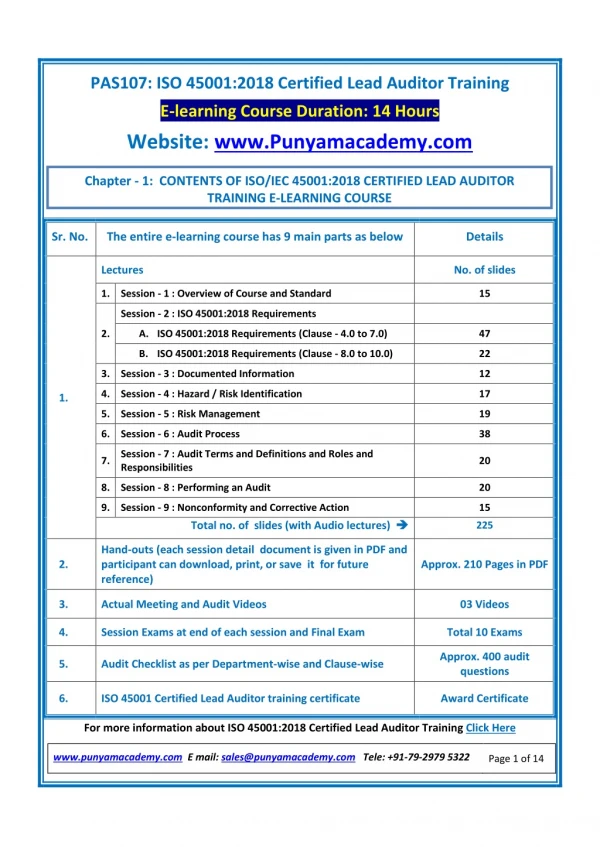 E-learning Course for ISO 45001 Lead Auditor training