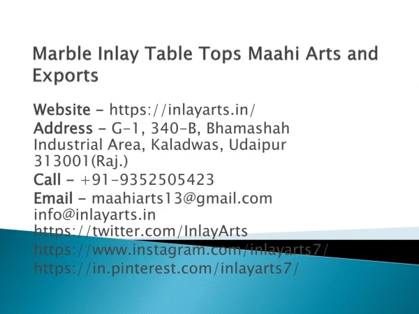 Marble Inlay Table Tops Maahi Arts and Exports