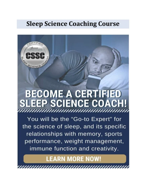 Sleep Science Coaching Course