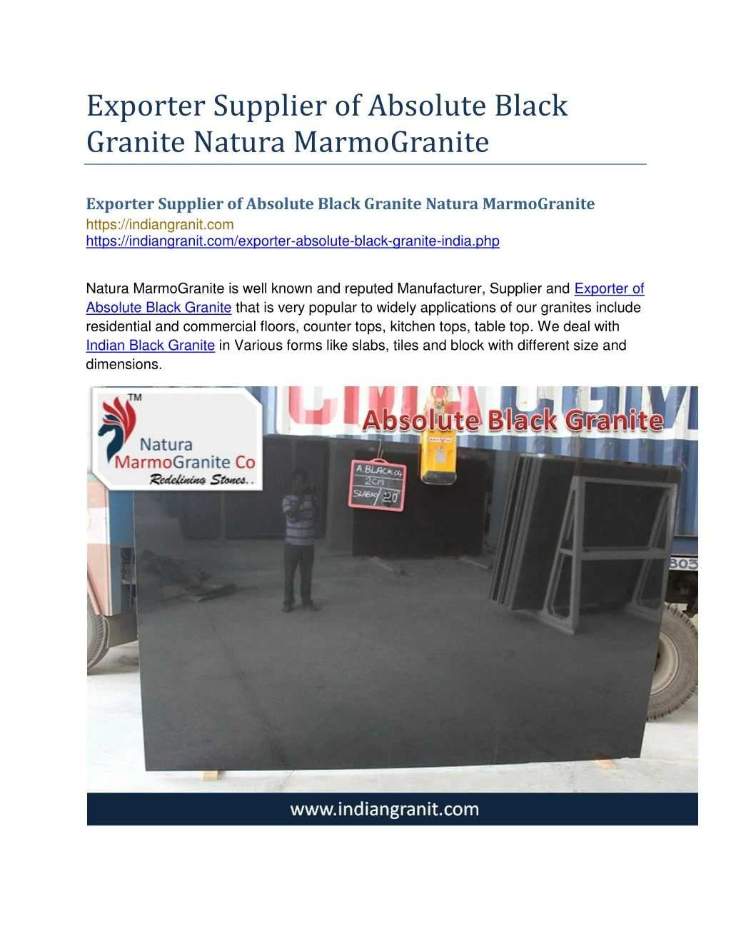 exporter supplier of absolute black granite