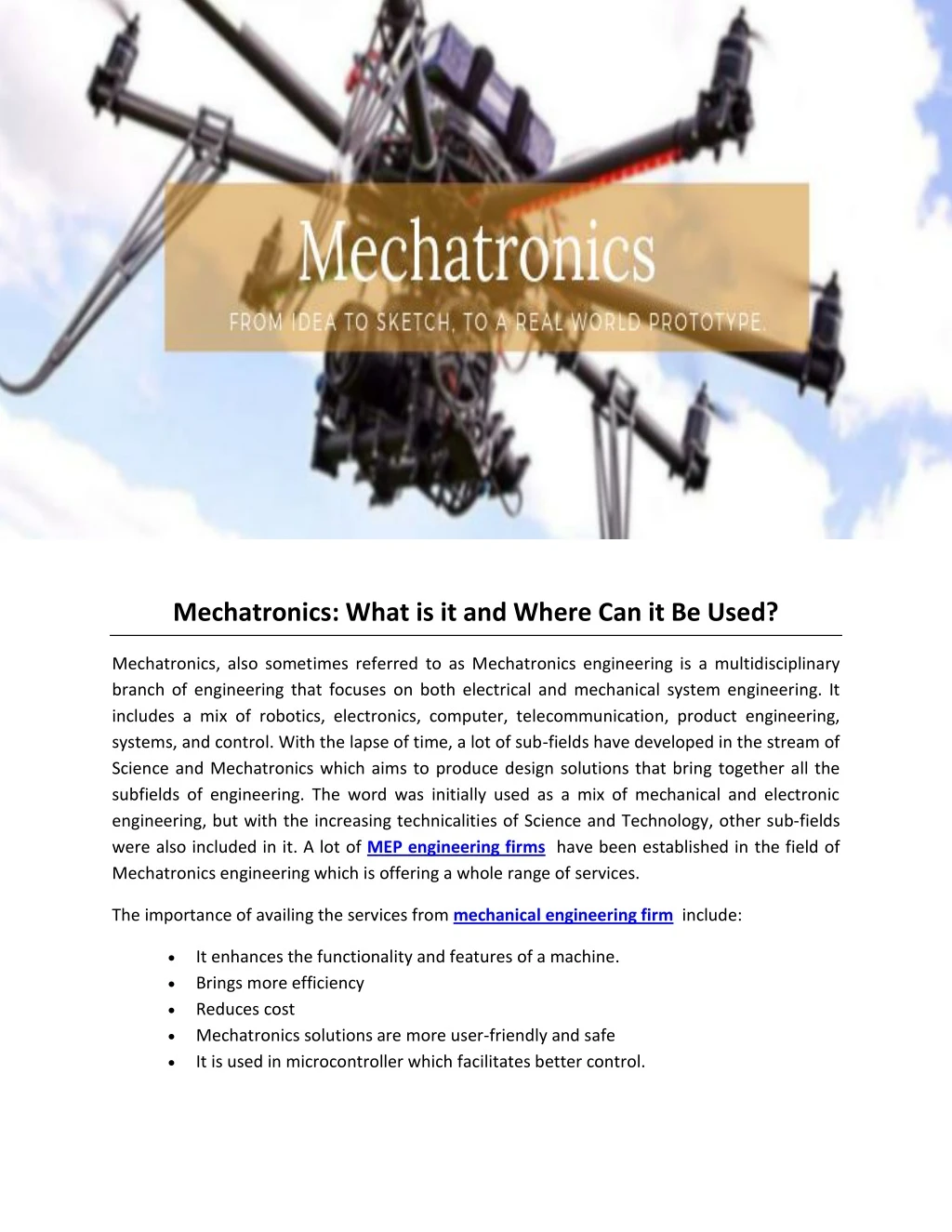 mechatronics what is it and where can it be used