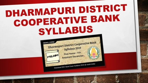Dharmapuri District Cooperative Bank Syllabus 2019 | 119 Assistant Posts