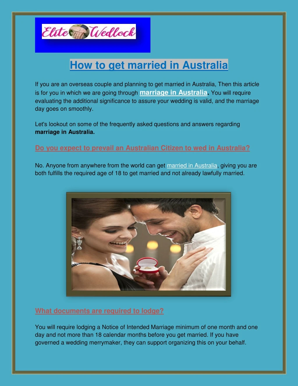 how to get married in australia
