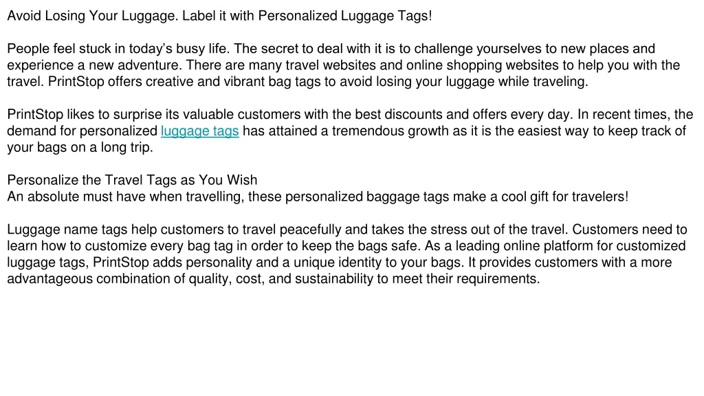 avoid losing your luggage label it with