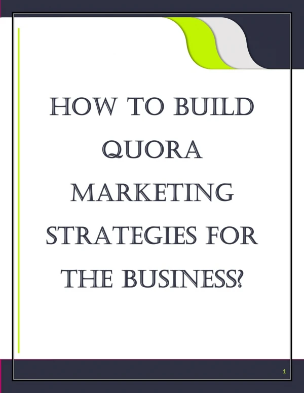 How to build Quora Marketing Strategies for Business