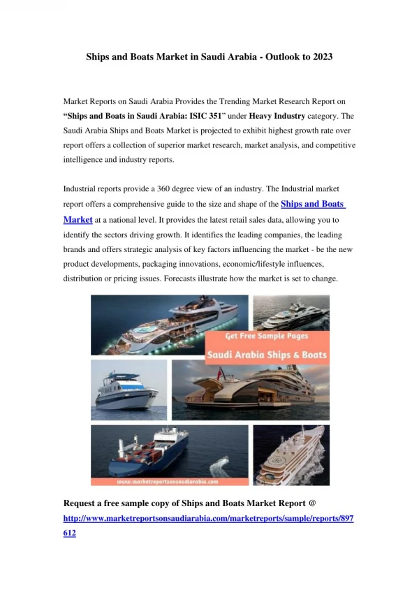 Ships and Boats Market in Saudi Arabia - Outlook to 2023