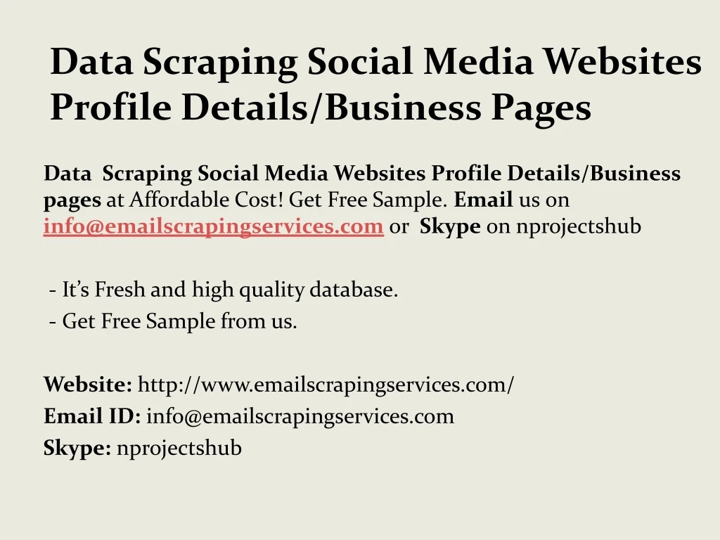 data scraping social media websites profile details business pages