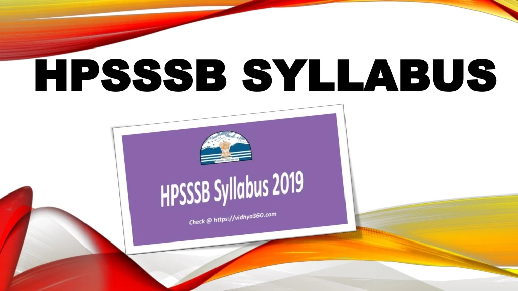 hpsssb syllabus