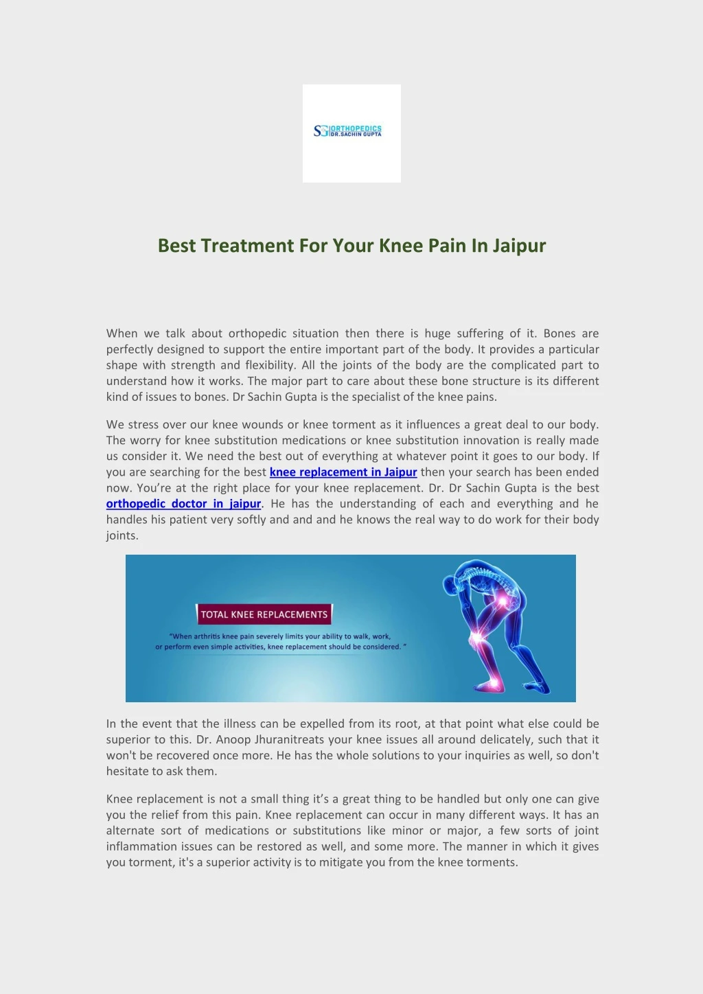 best treatment for your knee pain in jaipur