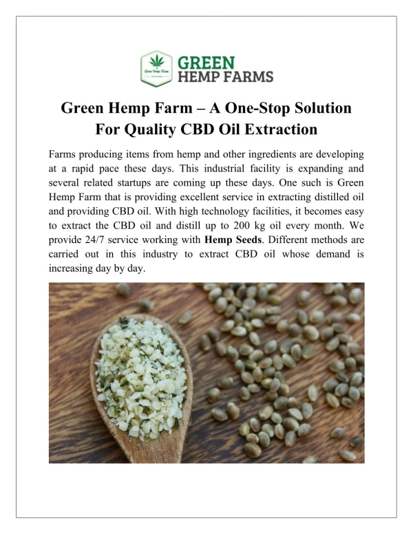 The team of Green Hemp Farms bestows you with Magical solutions
