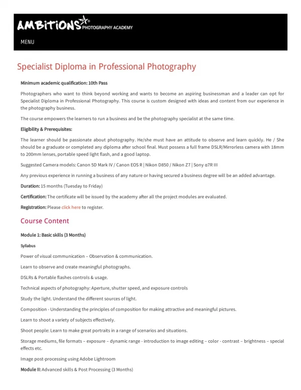 Best photography institutes in india