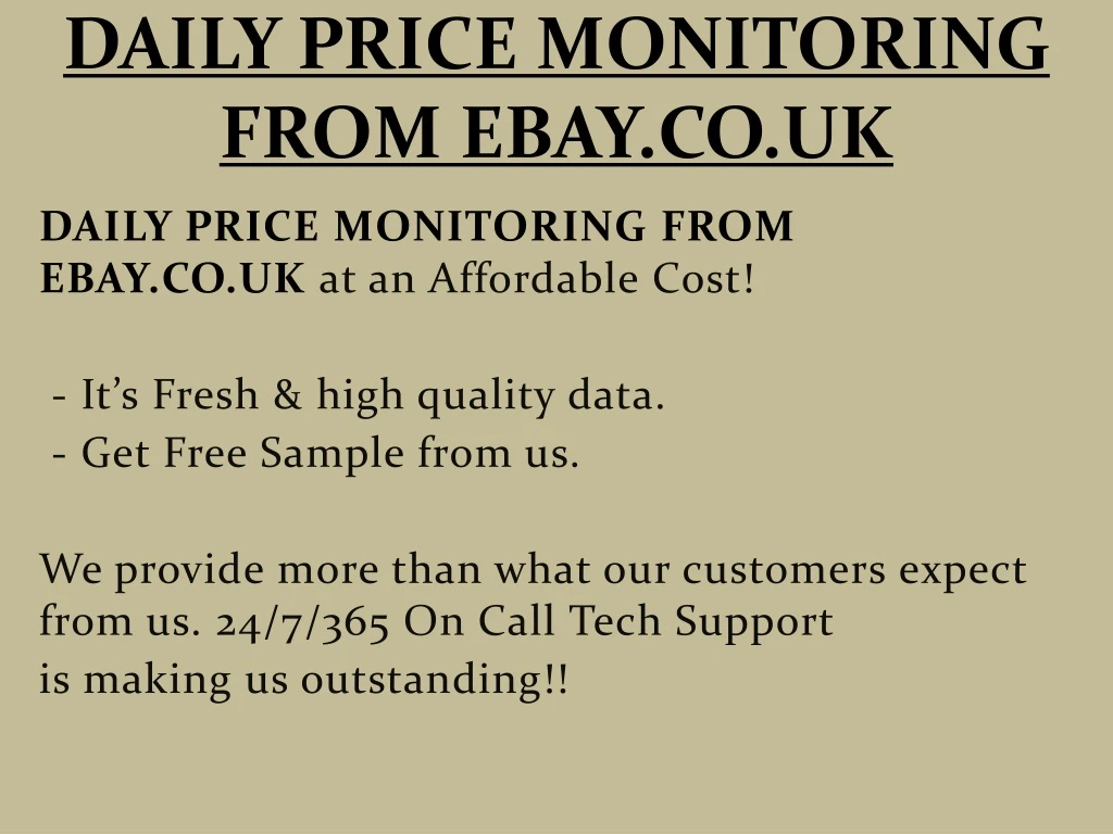 daily price monitoring from ebay co uk