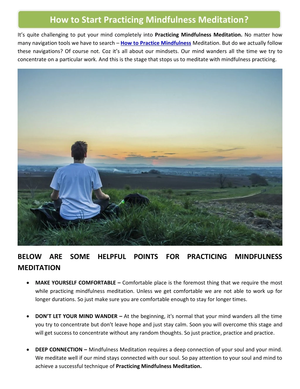 how to start practicing mindfulness meditation
