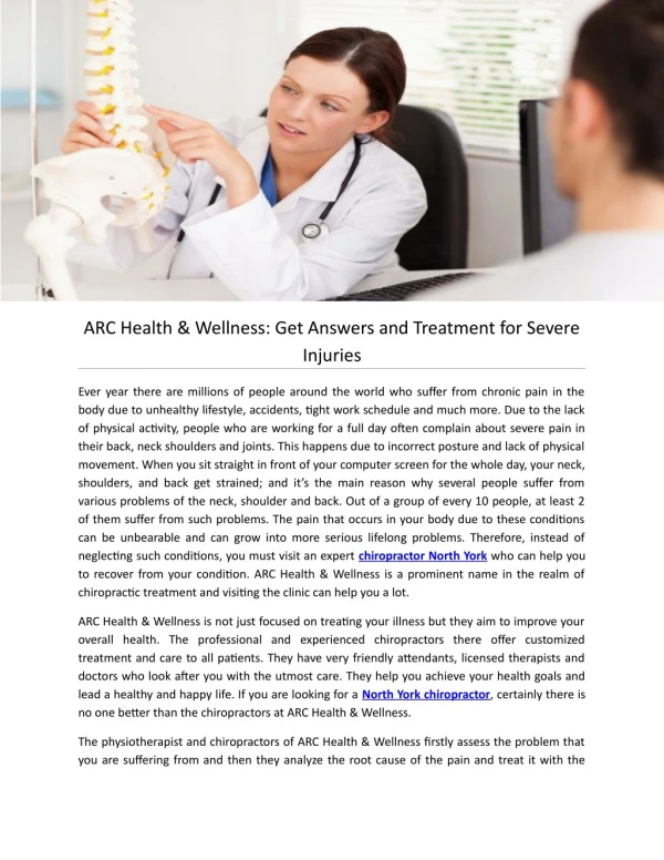 ARC Health & Wellness: Get Answers and Treatment for Severe Injuries