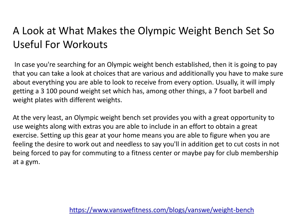 a look at what makes the olympic weight bench