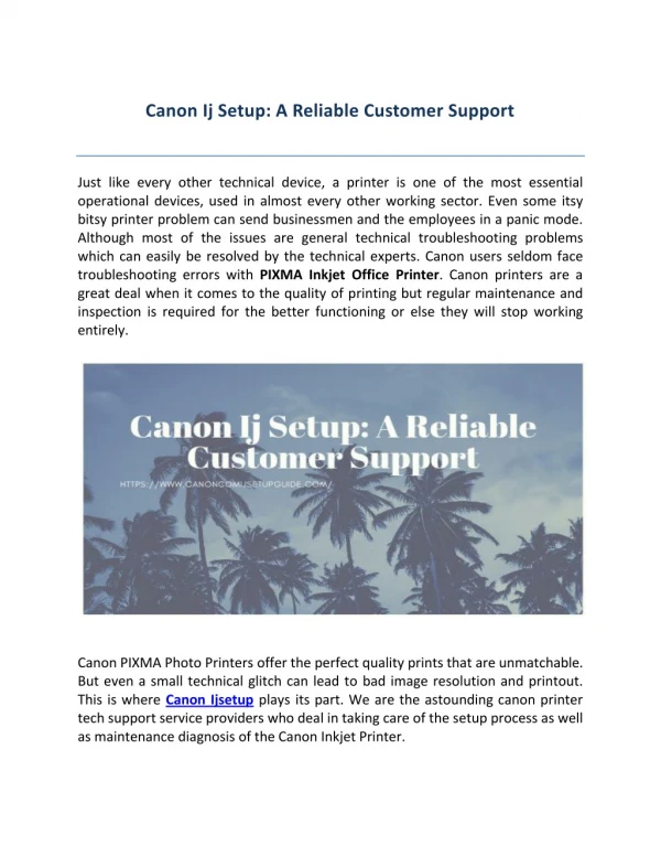 Canon Ij Setup: A Reliable Customer Service