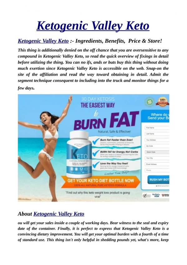 Ketogenic Valley Keto : Reviews, Ingredients, Benefits, Side Effects, Price, Store & Where to buy!