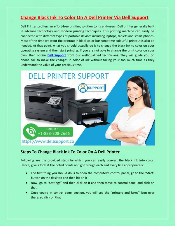 Change Black Ink To Color On A Dell Printer Via Dell Support