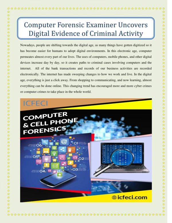 Computer Forensic Examiner Uncovers Digital Evidence of Criminal Activity