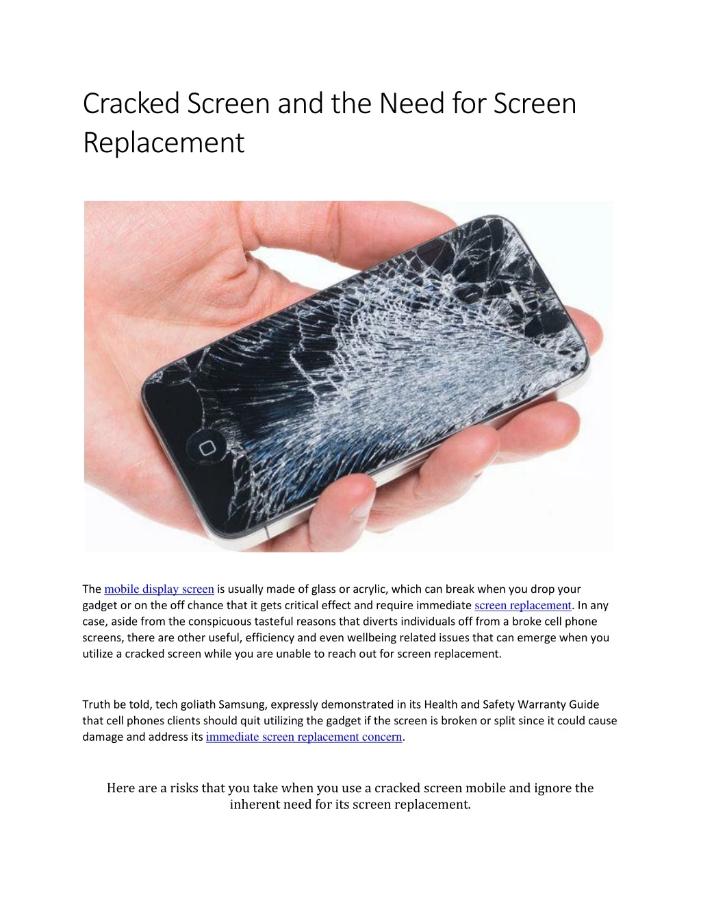 cracked screen and the need for screen replacement