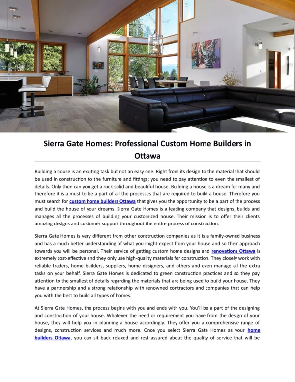 Sierra Gate Homes: Professional Custom Home Builders in Ottawa