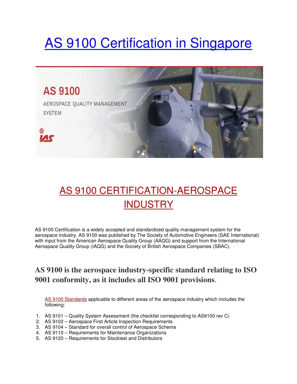 as 9100 certification in singapore