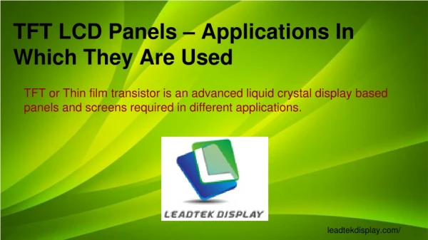 TFT LCD Panels – Applications In Which They Are Used