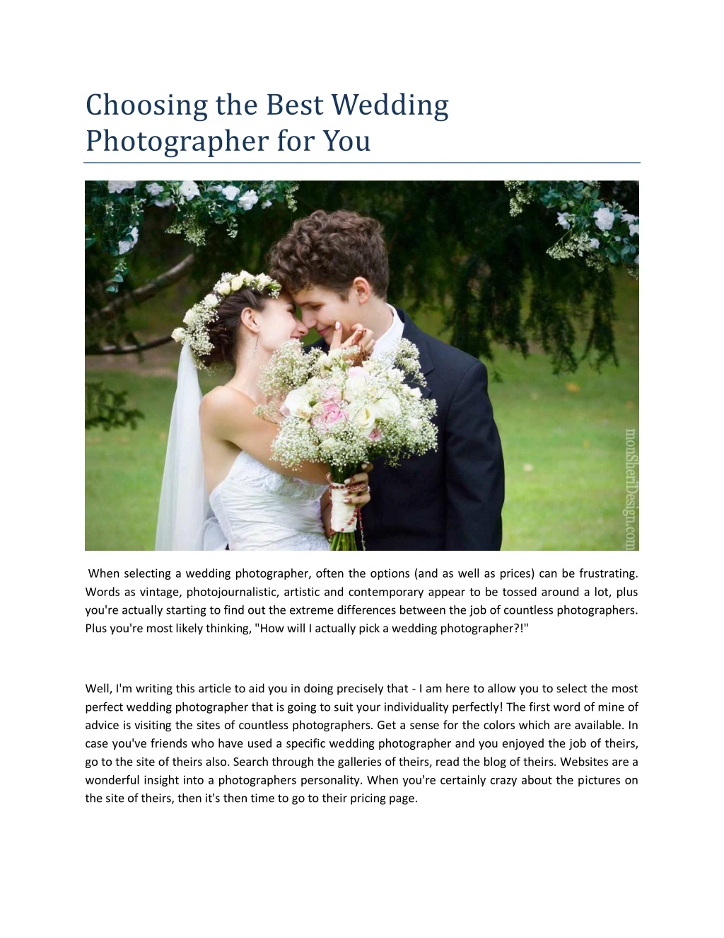 choosing the best wedding photographer for you