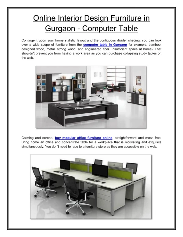 Online Interior Design Furniture in Gurgaon - Computer Table