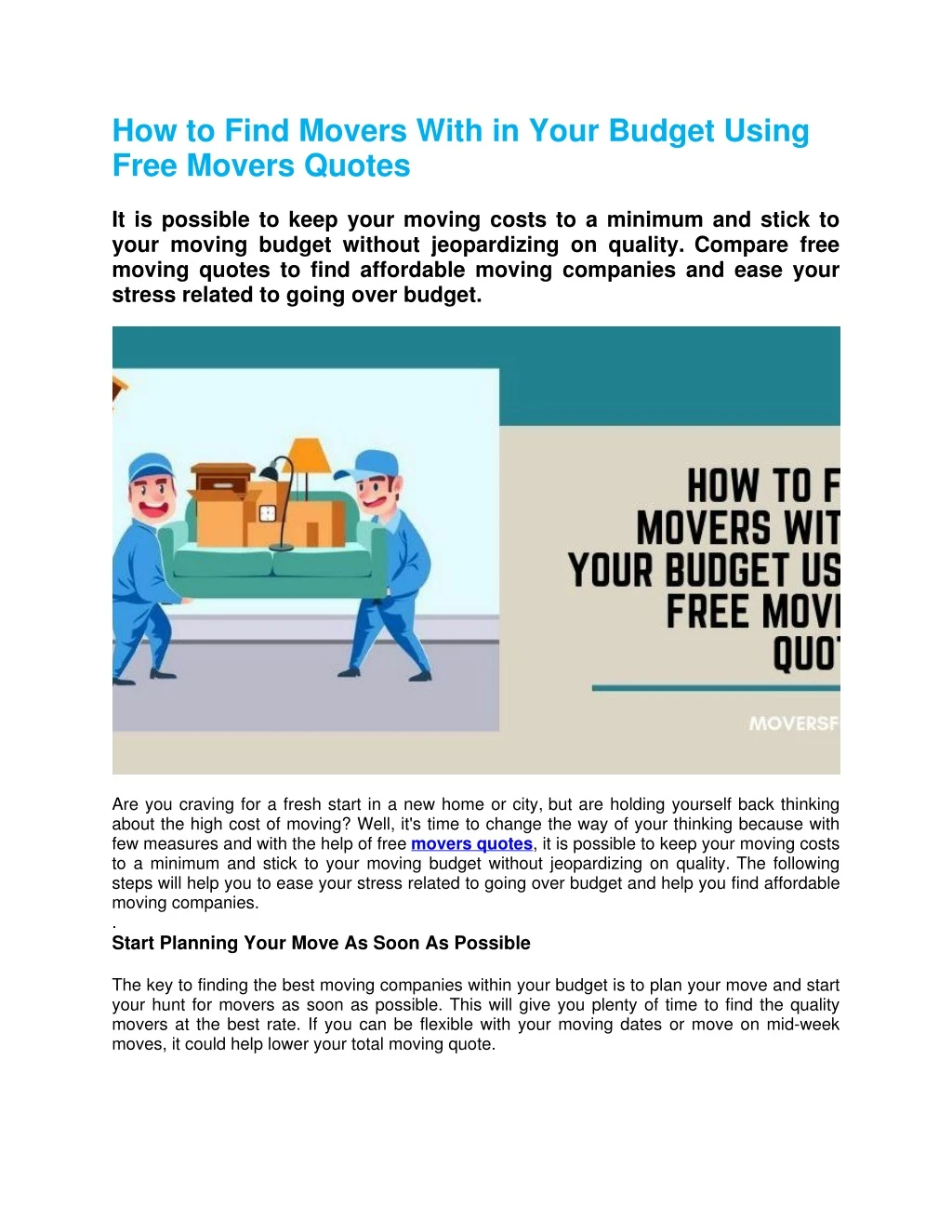 how to find movers with in your budget using free