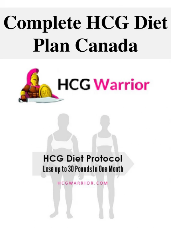 Complete HCG Diet Plan Canada
