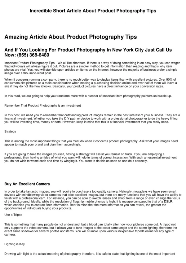 Incredible Article About Product Photography Tips