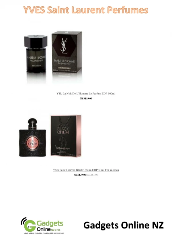 YVES Saint Laurent Perfumes Collection From Gadgets online
