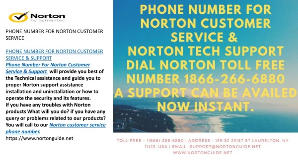 Phone Number for Norton Customer Service