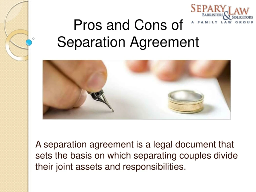 pros and cons of separation agreement