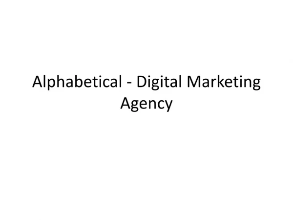 Alphabetical digital marketing agency