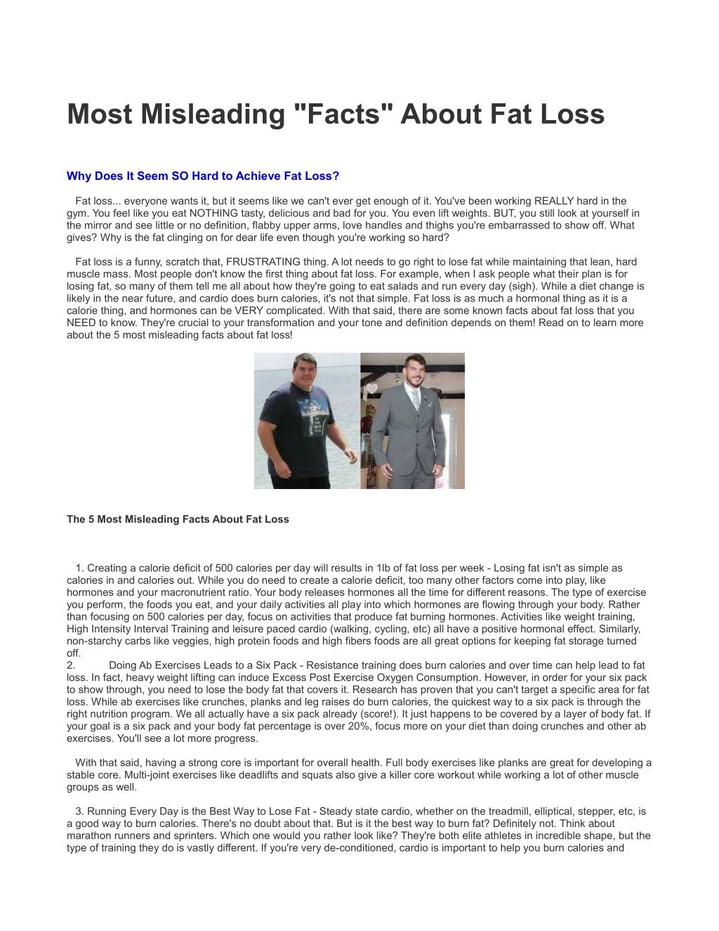 most misleading facts about fat loss