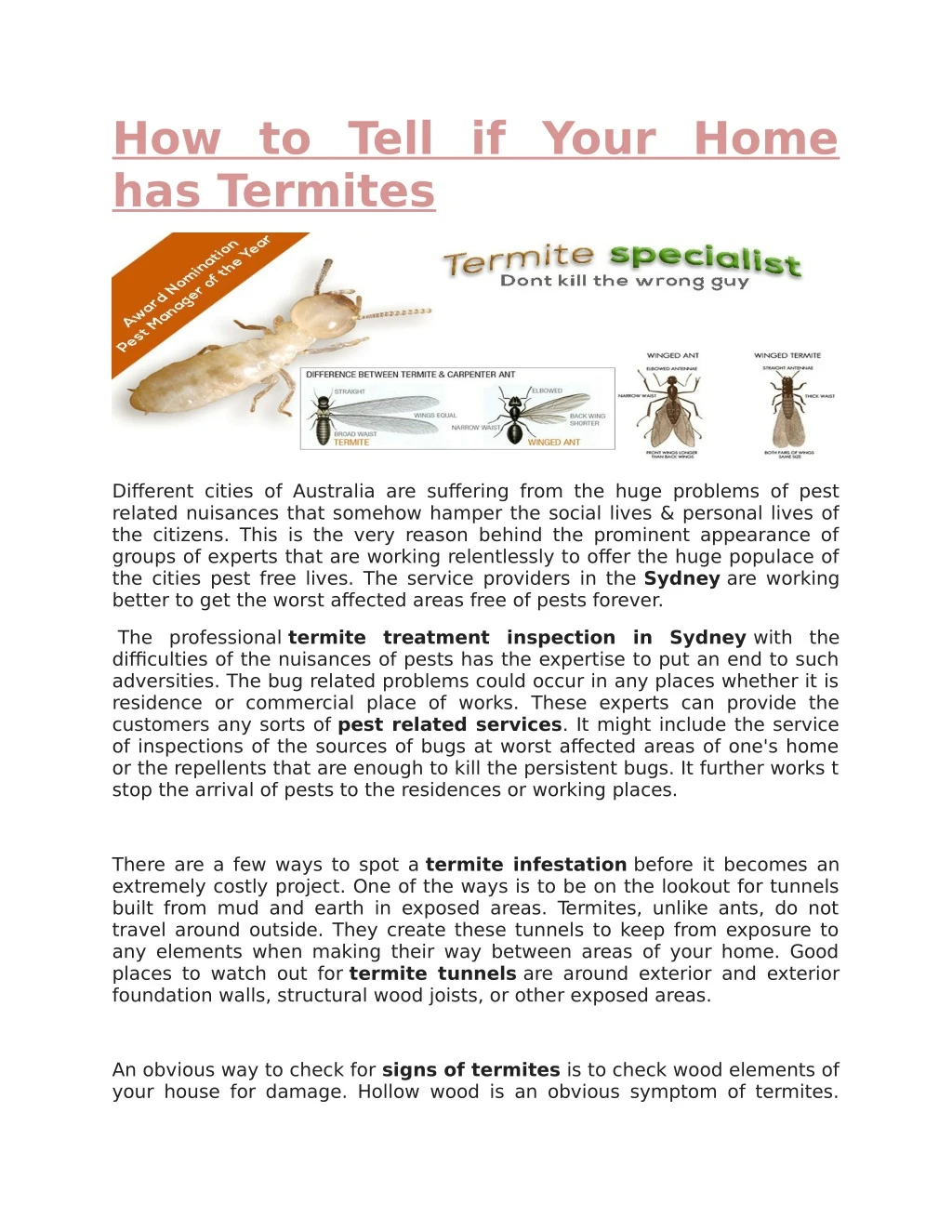 how to tell if your home has termites